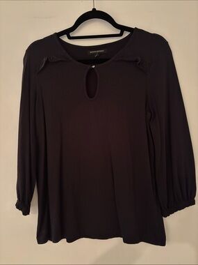 Banana Republic Black Keyhole 3/4 Sleeve Top